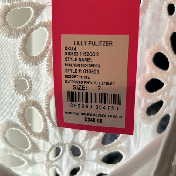 EUC Lily Pulitzer Mialynn white eyelet midi dress size 2 in resort white - Picture 8 of 10